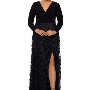 Plus Size 3D Floral-Appliqué Gown